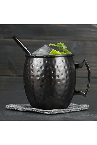 Choice كوب موسكو ميول من الفولاذ المقاوم للصدأ سعة 530 مل أسود قطعة واحدة كوب موسكو ميول من الفولاذ المقاوم للصدأ سعة 530 مل كوب بيرة للمطبخ والبار كوب قهوة أدوات شرب كوب