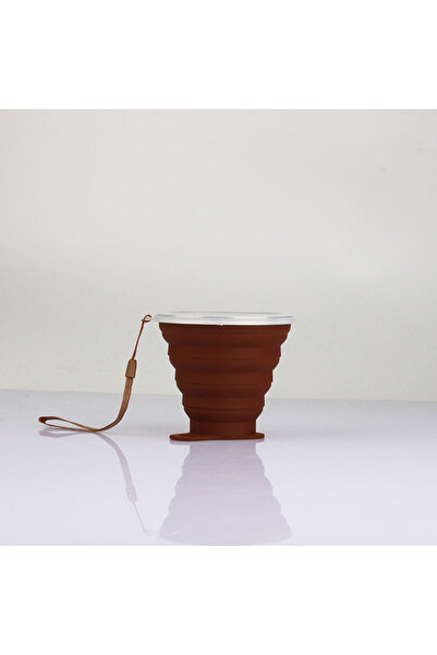 GGGold كوب سيليكون بني قابل للطي سعة 270 مل، زجاجة ماء لطيفة قابلة للطي والتم...