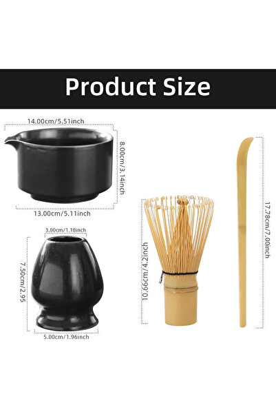 Choice Black 4PCS Japanese Matcha Tea Set Safe Bamboo Whisk Teaspoon Tea Sets Indoor Beverage Shop Tea-maki