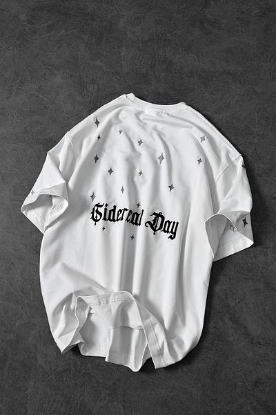 Slatra Ανδρικό μπλουζάκι με κέντημα σε λευκό Sidereal Day