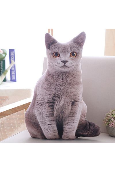 Choice GRAY 1pc 40cm Simulation Plush Cat Pillows Soft Stuffed Animals Cushion Sofa Decor Cartoon Plush Toy