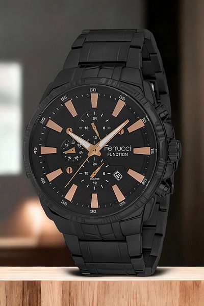 Ferrucci Black Men's Wristwatch - Fcf.13144fm.01 Bracelet Zmfer130