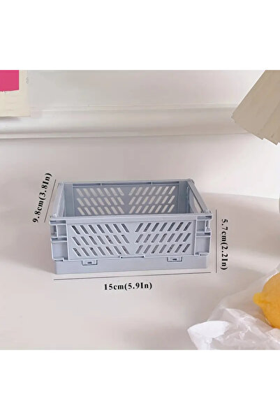 Choice سلة تخزين تنظيمية زرقاء مكونة من 6 ألوان، سلة قابلة للطي لسطح مكتب الط...