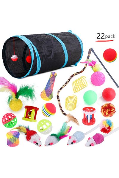 Choice 22pcs black Cat Toys Cat Kitten Play Tunnel  Mouse Shape Balls Foldable  Chat Funny Cat Tent Mouse S
