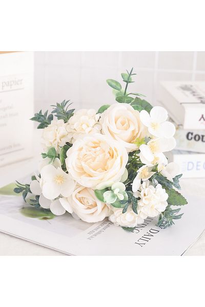 Choice White 7 Heads Silk Peony Artificial Flower Hydrangea For Room Home Decoration Wedding Bride Bouquet
