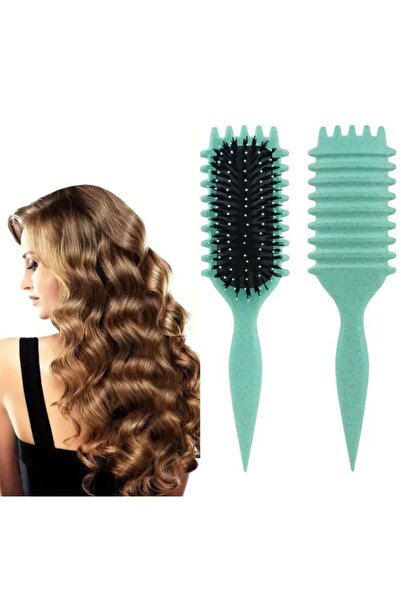 PİNK CODE مشط تجعيد الشعر السحري - مشط تجعيد الشعر - فرشاة شعر مجعدة - تجعيدات مثالية - أخضر