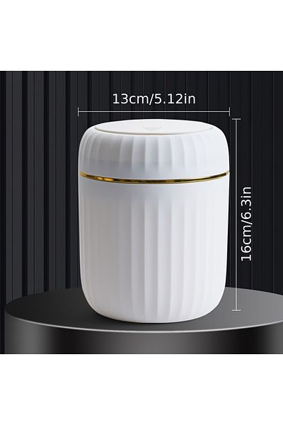 Choice White Desktop Press Trash Can Plastic Mini Garbage Bin with Lid Coffee Table Office Living Room Stud