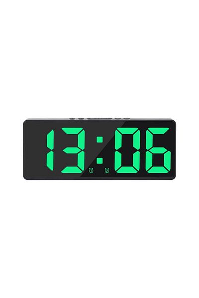 Choice Green Creative Number Clock Color Nightlight Temperature Calendar Alarm Clock Led Large Number Elect