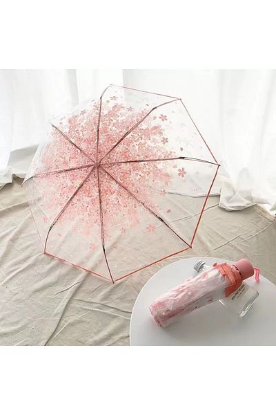 Choice Pink Korean Style Umbrella Folding Cute Cute Goddess Small Fresh Simple Forest Style Three Fold Japa