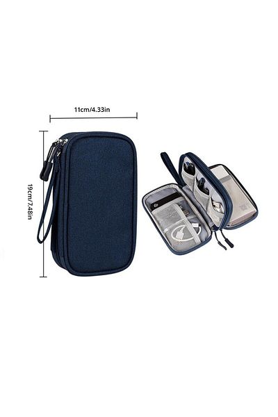 Choice 1pc Navy 1pc Pink/grey/black/navy Travel Portable Digital Product Storage Bag Usb Data Cable Organiz