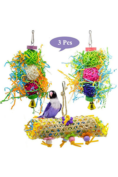 choice2 NO.3 2/3Pcs/lot Bird Parrot Toy Set Colorful Shredder Foraging Assorted Hanging Cage Bird Chewing Ra