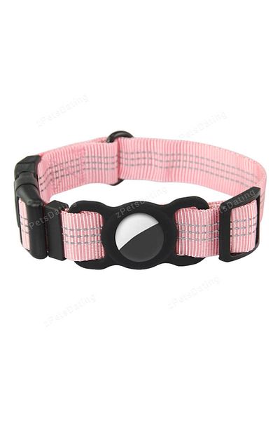Choice M (Neck 32-46 CM) Pink Airtag Dog Collar Adjustable For Apple Airtag Silicone Case Designer Collar F
