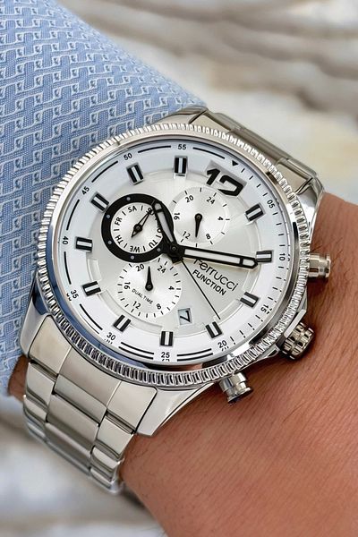 Ferrucci men's Wristwatch - Silver White, Steel Cord and Case, 3 ATM Bracelet Zmfer117