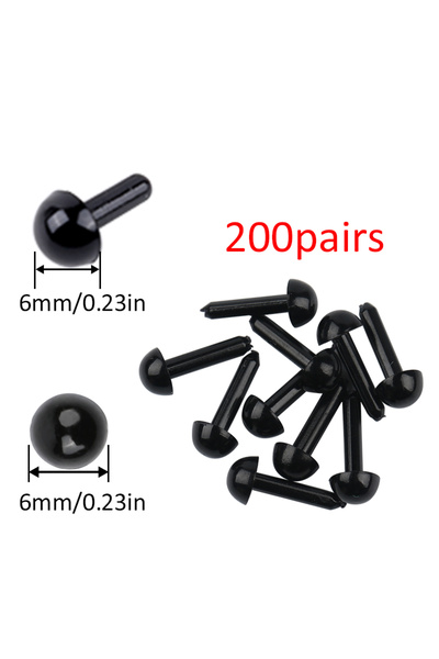 Choice3 type4-6mm KRABALL 200 Pairs Plastic Eyes 3/4/5/6 mm Safety Eyes Needl...