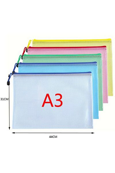 Choice A3 5PCS Plus 5pcs Transparent Zipper Storage Bag A3 A4 5 Plastic Mesh Waterproof Storage for Files T