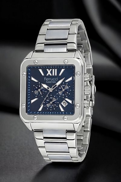 Ferrucci men's Silver-blue Wristwatch - Function Fcf.14504fm.01 Bracelet Zmfer139