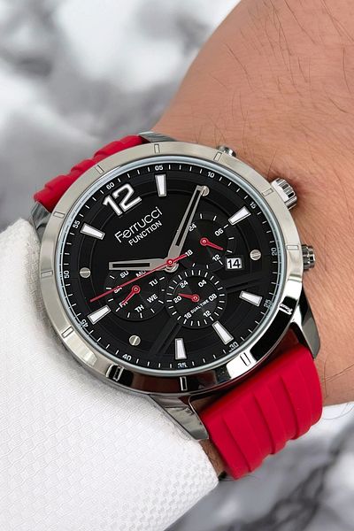 Ferrucci Function Silicone Strap 3 ATM Men's Watch Smoke-red Zmfer067