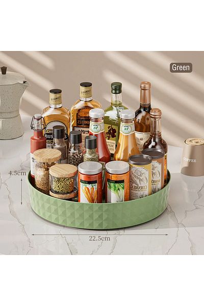Choice green 360 Rotating Seasoning Storage Rack Kitchen Storage Spice Rack Non-Slip Cabinet Organizer Tray