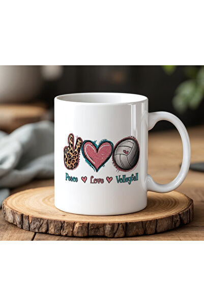 BB TRADE White Ceramic Printed Mug Cup 330ml With Volleyball Love Design