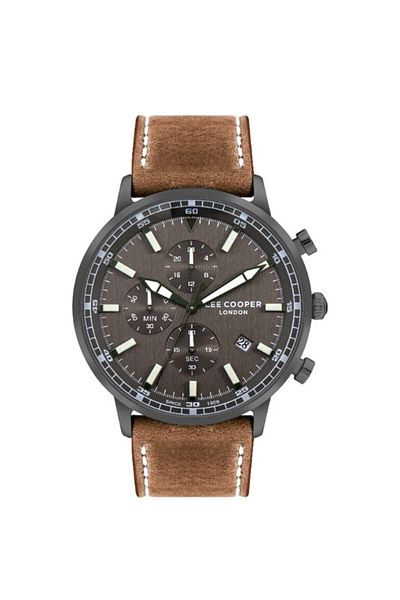Lee Cooper LC07943.064 Men Multi Function Display Watch & Leather Strap Brown
