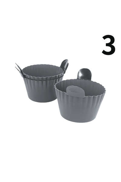 Choice 3 قطع من قوالب الخبز المصنوعة من السيليكون الرمادية لقلي البيض في المق...