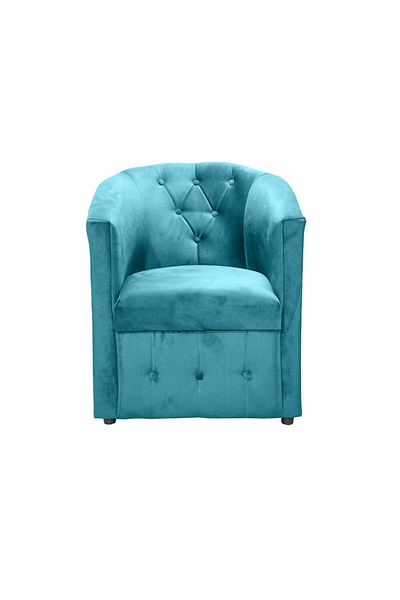 Homelux Ozy Shell Armchair with Buttons, 60X75X80 cm, Velvet, Turquoise, Pale