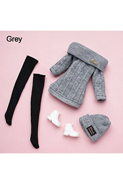 Choice Grey 1 Set 1/6 Doll Casual Clothes Shoes Hats Winter Wear Sweaters Pants Girl Doll Wearing Set For 2