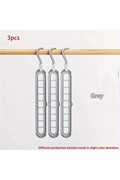 Choice شماعات بلاستيكية قابلة للطي ذات 9 فتحات باللون الرمادي، شماعات تنظيم ا...