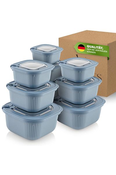 Viwares Frischhaltedosen im 9er Set mit transparentem Ventildeckel 3 Größen (600ml/1100ml/1800ml)