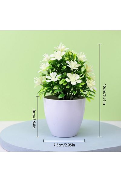 Choice 1pc White 1pc Artificial Flowers Five Leaf Plum Small Potted Plants Can Be Placed Indoors And Outdoo