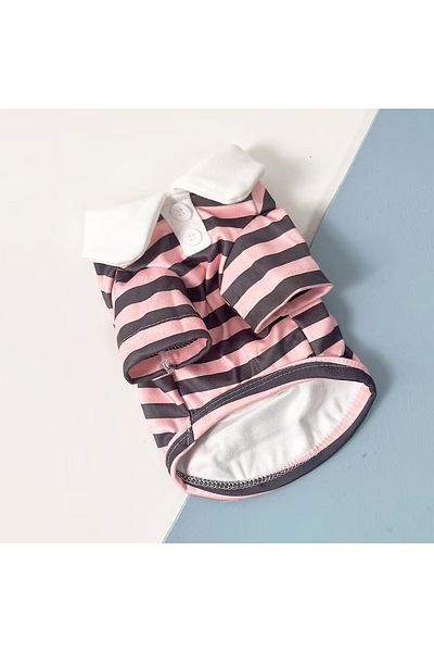 Choice XS pink Dog Clothes Teddy York Shire Polo Shirt Summer Dress Striped Pet T-Shirt Dog Costume Soft Pu