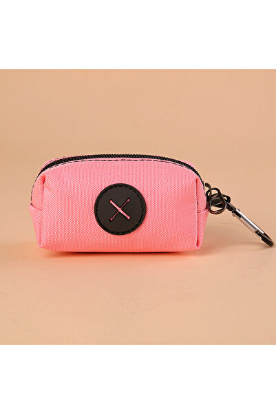 Choice6 Pink Canvas Dog Poop Bag Holder, Outdoor Pet Waste Bag Dispenser with Carabiner Clip, Animal Waste C