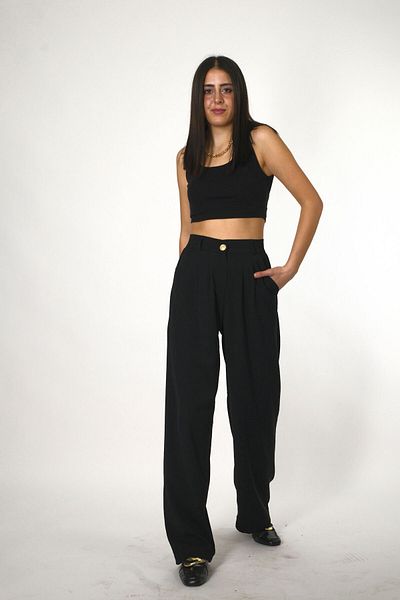 ABBRA Pantaloni Palazzo damă cu talie elastică