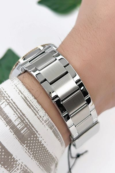 Ferrucci Men's Wristwatch with Calendar Silver-black Steel Strap 3atm Water Resistance Bracelet Gift