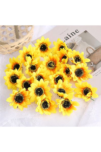 Choice 6cm Sunflowers 10Pcs Beautiful Silk Sunflower Artificial Flowers Head For Home  Decor DIY Wedding De