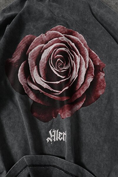 Slatra Men's Gray Rose Special Washed Fabric Oversize Tshirt