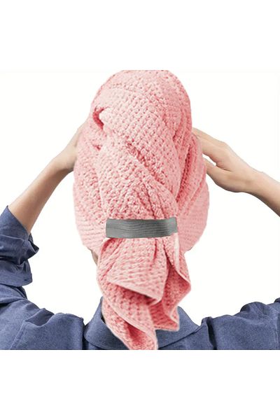 Choice Pink Microfiber Hair Towel Extra Large Wrap Quick Dry Hair Towel Wrap With Elastic Band , Ultra Abso
