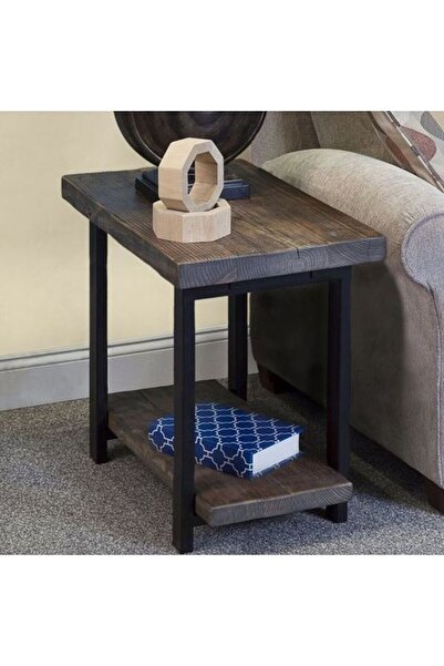 Doffo Julie Model Masif Panel Ahşap 2 Raflı Yan Sehpa