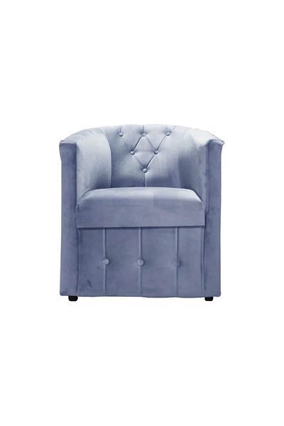 Homelux Ozy Shell Armchair with Buttons, 60X75X80 cm, Velvet, Grey, Pale