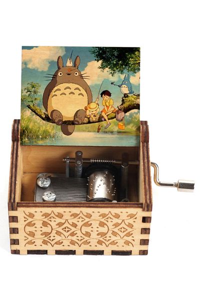 Choice PURPLE Wooden painted music box, Totoro music gift, ornament, light luxury wooden hand cranked music
