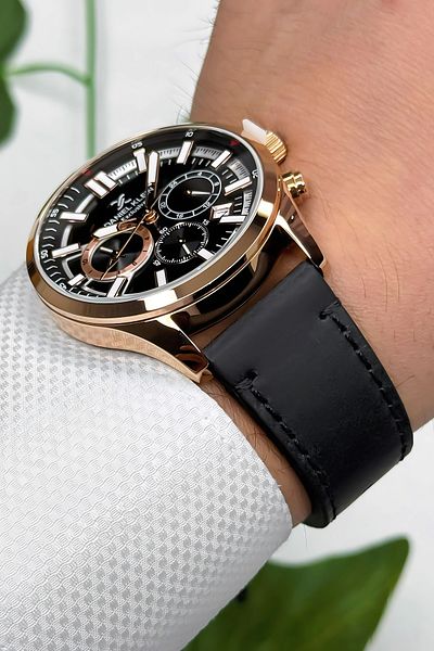 Daniel Klein Exclusive Black Leather Band Rose Steel Case Men Wrist Watch Bracelet Zmdk1171
