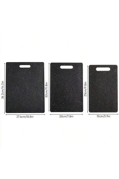 Choice 3PCS black 1PC Double sided imitation marble textured PP plastic kitchen cutting board with handle f