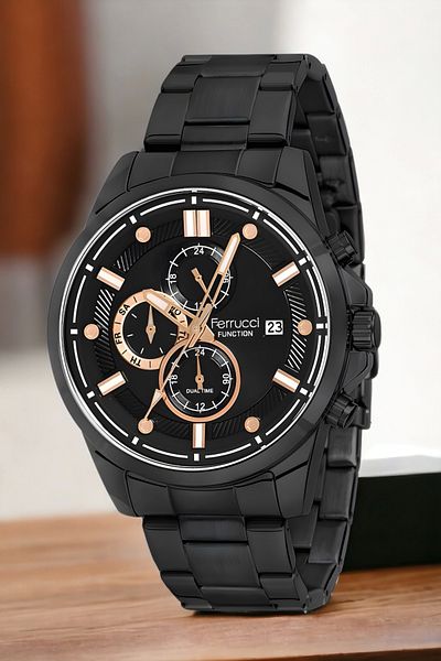 Ferrucci Men's Black-Rose Colored Wristwatch - Fcf.13853fm.03 Bracelet Zmfer132