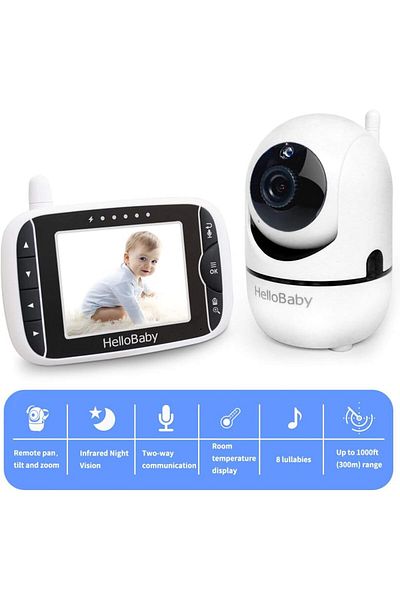 Hello Baby - شاشة LCD ملونة مقاس 3.2 بوصة لمراقبة الأطفال مع كاميرا عن بعد