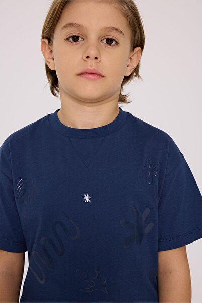 Nebbati Bg Store Boy's Navy Blue Tshirt