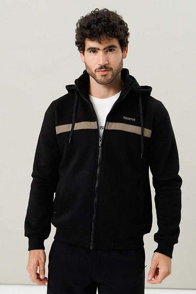 Escetic Black Casual 370 Gram 3 Thread Fabric 4 Pocket Men's Tracksuit Set Tk0078