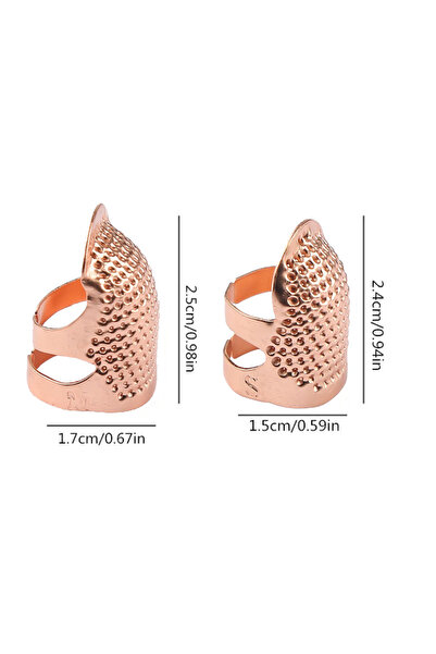 Choice Rose gold 2PCS vintage adjustable thimble hand sewing thimble ring home non-slip needle press finger
