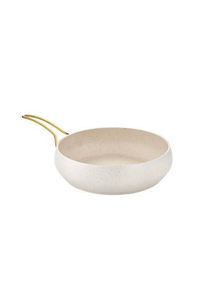 lavonni 26 cm Granite Casserole Pan with Gold Handle - Cream