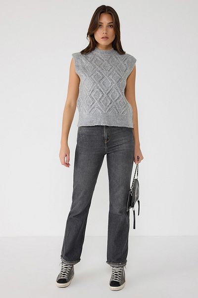 No Matter What Geometric Patterned Sleeveless Knitwear Sweater