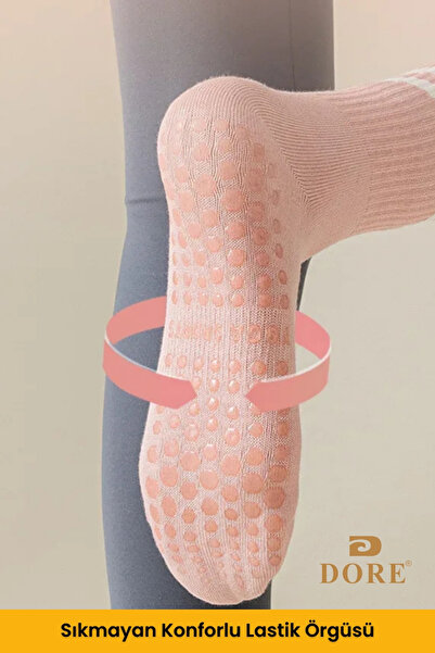 Dore Orijinal Unisex 1 Çift Kaymaz Pilates Ve Yoga Için Plates Kaydırmaz Tabanlı Çorap - Pembe 1'li